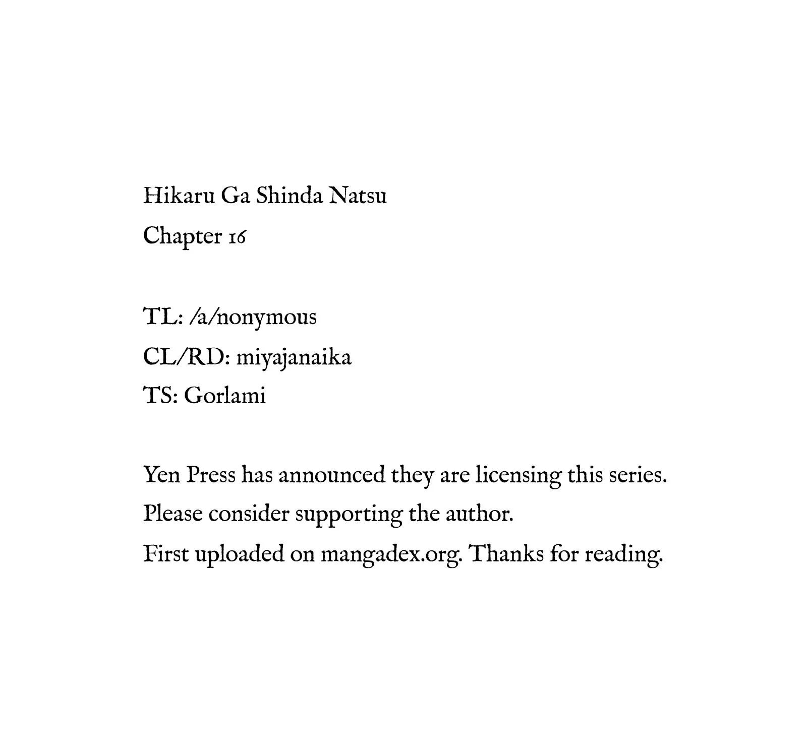 Read The Summer Hikaru Died EN Manga Online