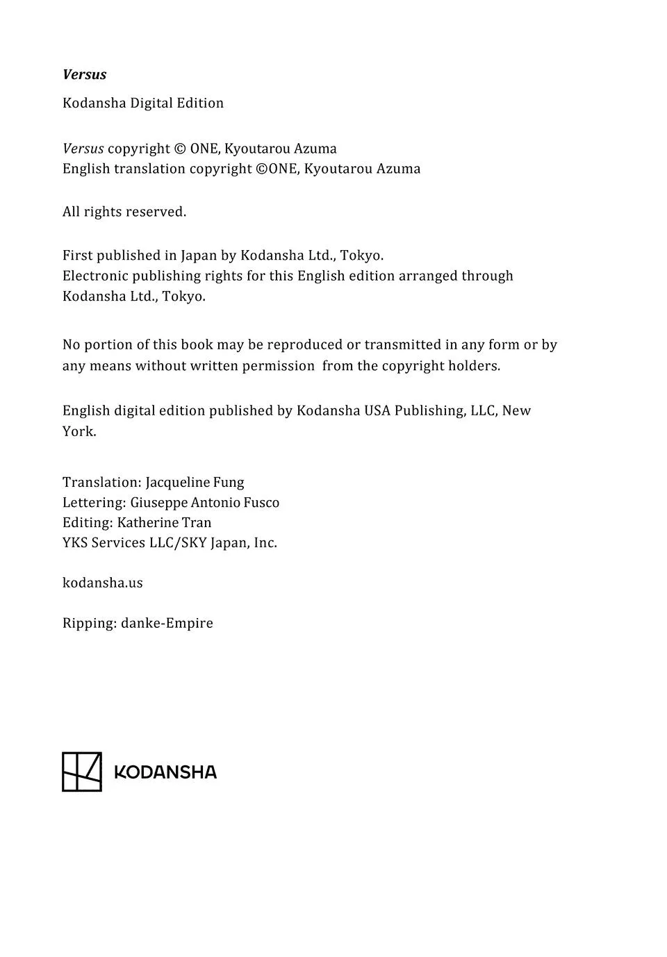 Read VERSUS EN Manga Online